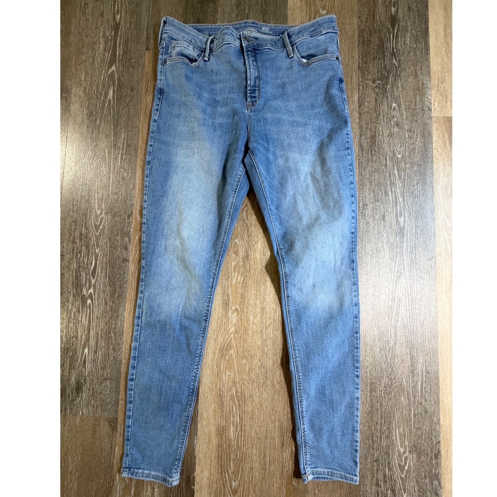 Old Navy Rockstar Super Skinny Jeans Womens 16 Long Blue High Rise Slimming